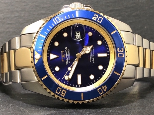 新品 TECHNOS テクノス 正規品 腕時計 シルバー ブルー ゴールド クロノグラフ オールステンレス アナログ腕時計 多機能腕時計 防水 メンズ_6