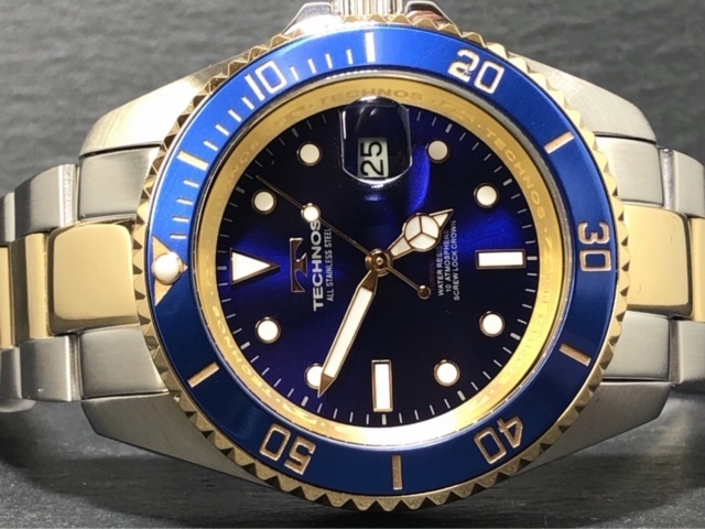 新品 TECHNOS テクノス 正規品 腕時計 シルバー ブルー ゴールド クロノグラフ オールステンレス アナログ腕時計 多機能腕時計 防水 メンズ_7