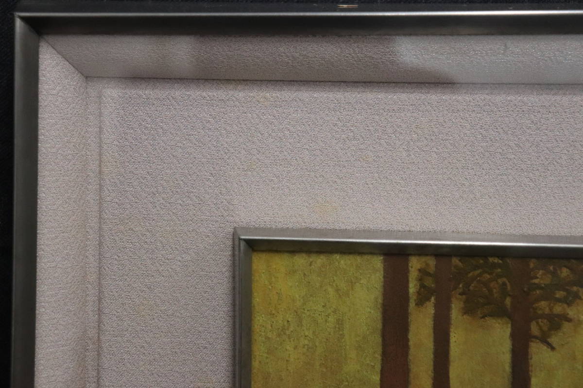 【D21】額 / 真作保証 大野藤三郎「北山杉」日本画 10号 シール有 日展会友 (検) 師:金島桂華_7