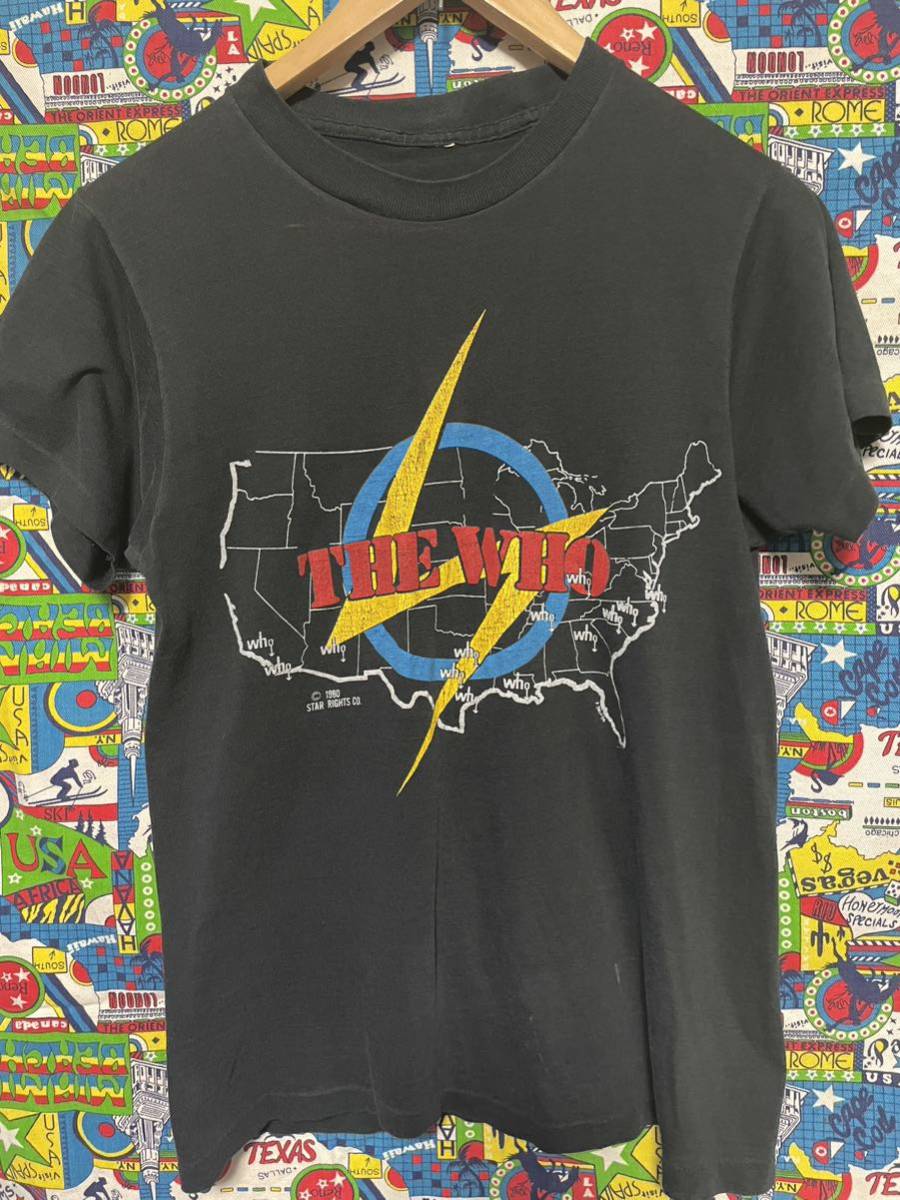 1980年代 ヴィンテージ The Who ザフー バンドTシャツ／墨黒／パキ綿