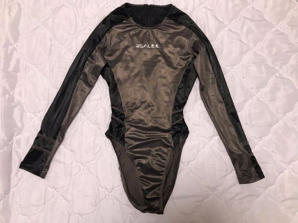 REALISE コスプレ 競泳水着 LLサイズ リアライズ ブラック グレー ハイレグ ハイカット 長袖 バックファスナー _1