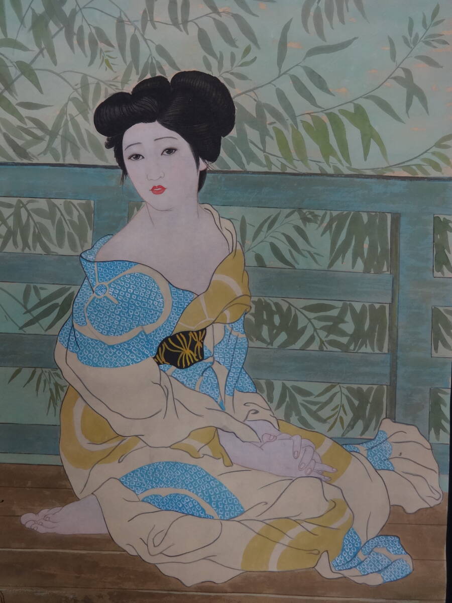 模写】北野恒富 浴後 1912年頃 ・紙本著色水彩画・日本画・着物美人 模写】北野恒富 浴後 1912年頃 ・紙本著色水彩画・日本画・着物美人