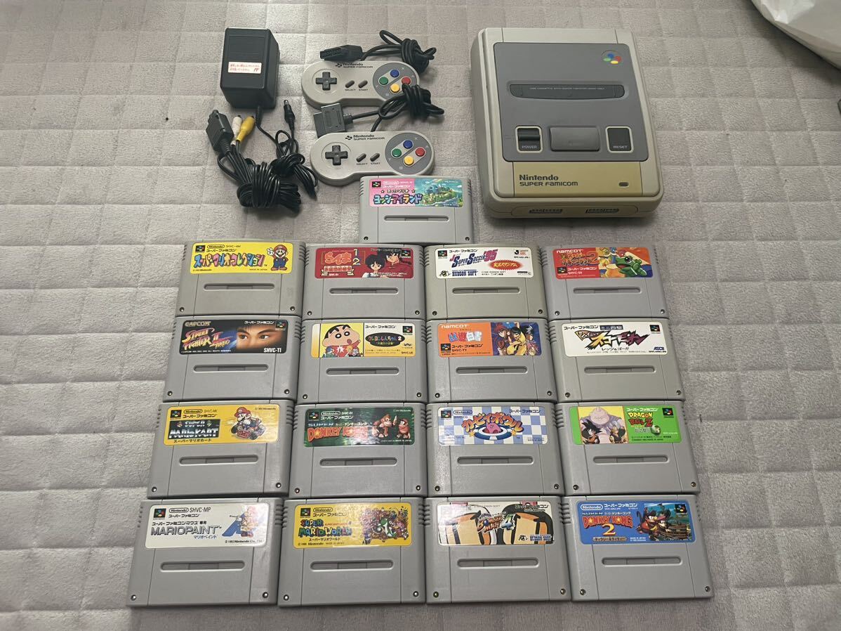 ★中古★スーパーファミコン機 ゲーム機 ソフト17本 まとめ売り 裏面名前記載あり 動作確認済 任天堂 Nintendo ニンテンドー _1