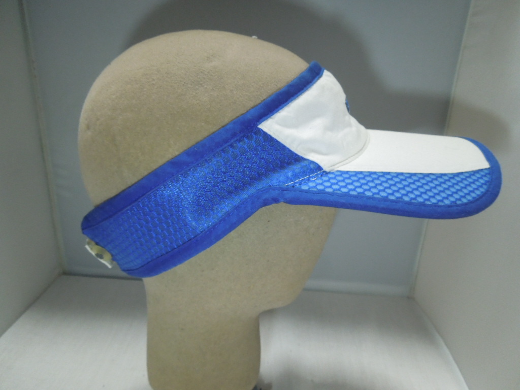 mont-bell モンベル　サンバイザー　ロゴ刺繍　バイカラー　白ｘ青　ハニカム　ベルクロ_8