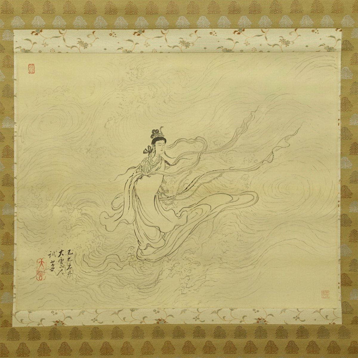 真作 喜聞 小村大雲 弁財天像 弁才天 女神 1幅 古筆 古文書 古書 日本画 近代絵画 仏画 仏教美術 中国絵画 箱書 茶道 大正 昭和 ...