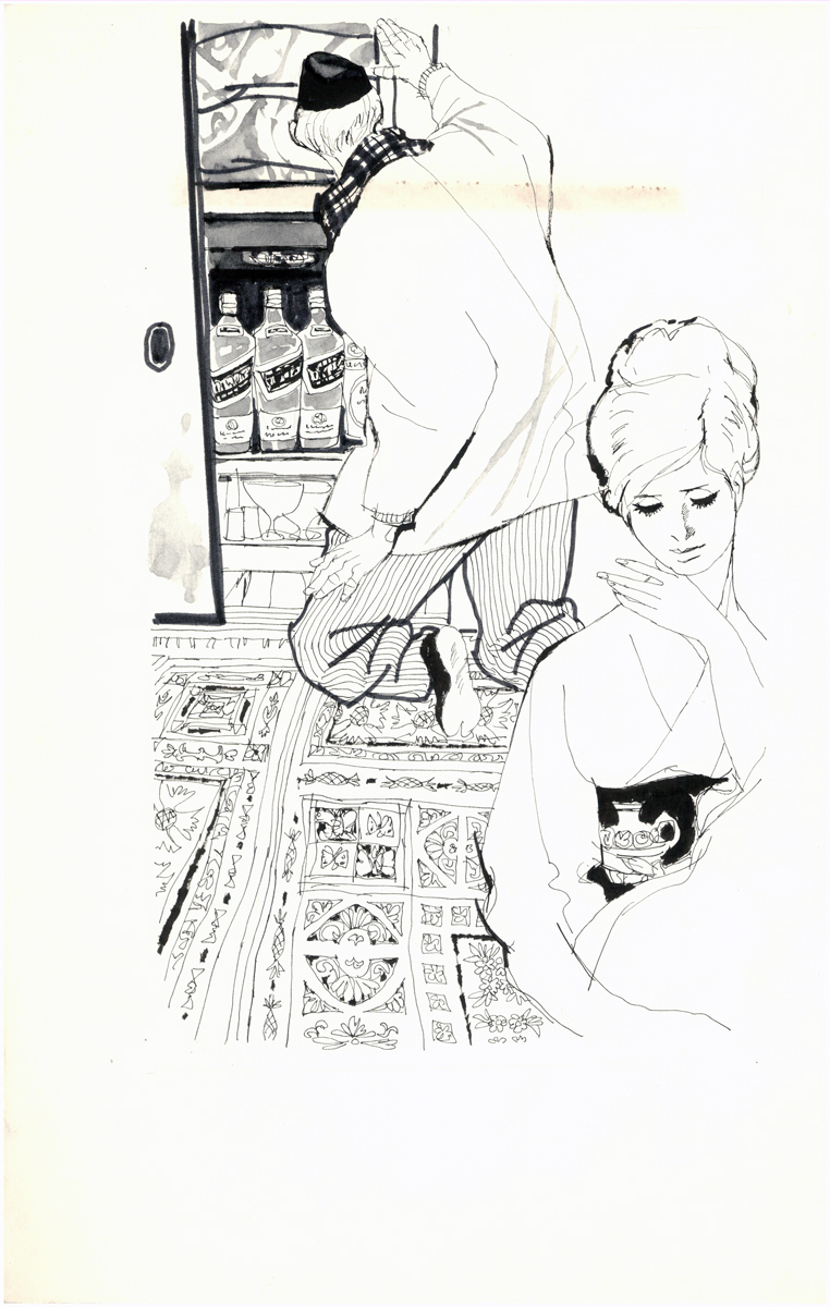 岩田専太郎 女は大敵　原画３枚　小説挿絵　壇一雄　真作_1