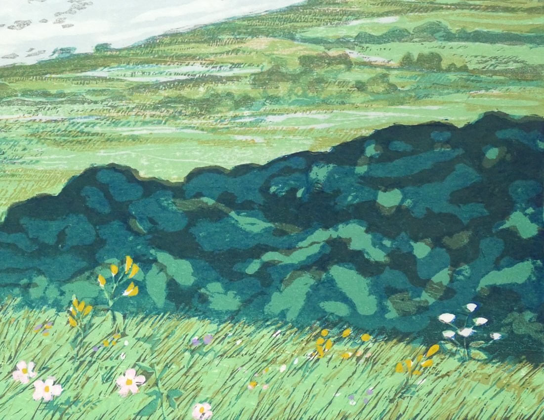 小竹美術】真作保証□北岡 文雄「湿原の川（釧路）」木版画・限定品