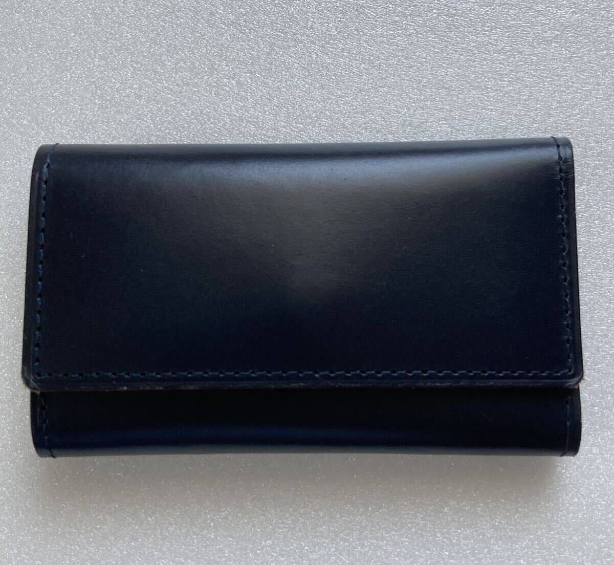 美品◇GANZO ガンゾ THIN BRIDLE シンブライドル キーケース ネイビー 牛革