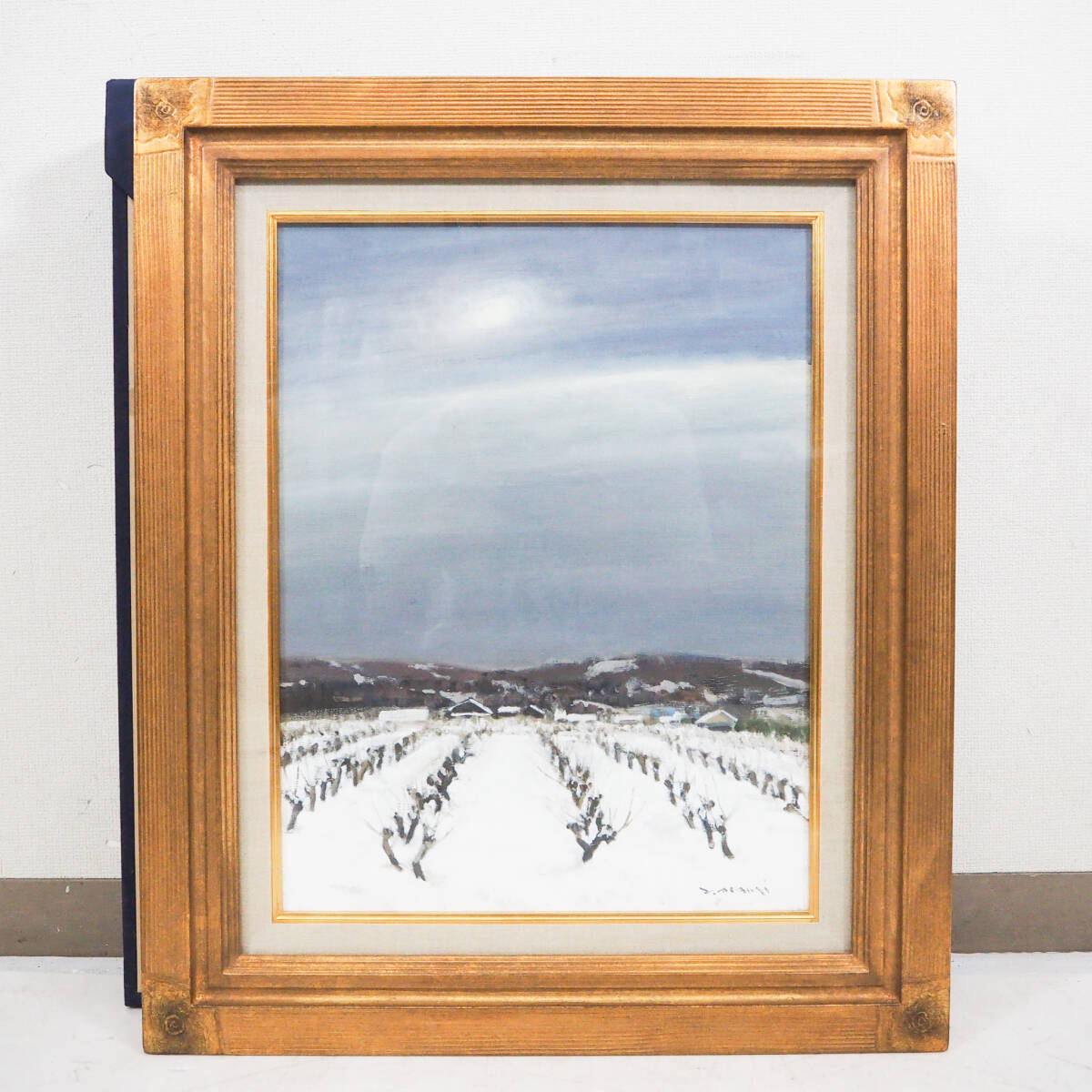 真作保証】浅見嘉正 凍空 F6 油彩 雪景色 風景画 日展会員 埼玉県北