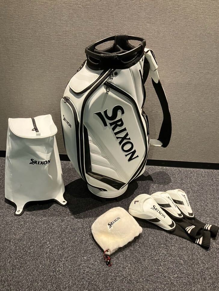SRIXON ホワイト キャディバッグ　おまけ付き 良品】SRIXON キャディバッグ スリクソン ウッドカバー アイアンカバー