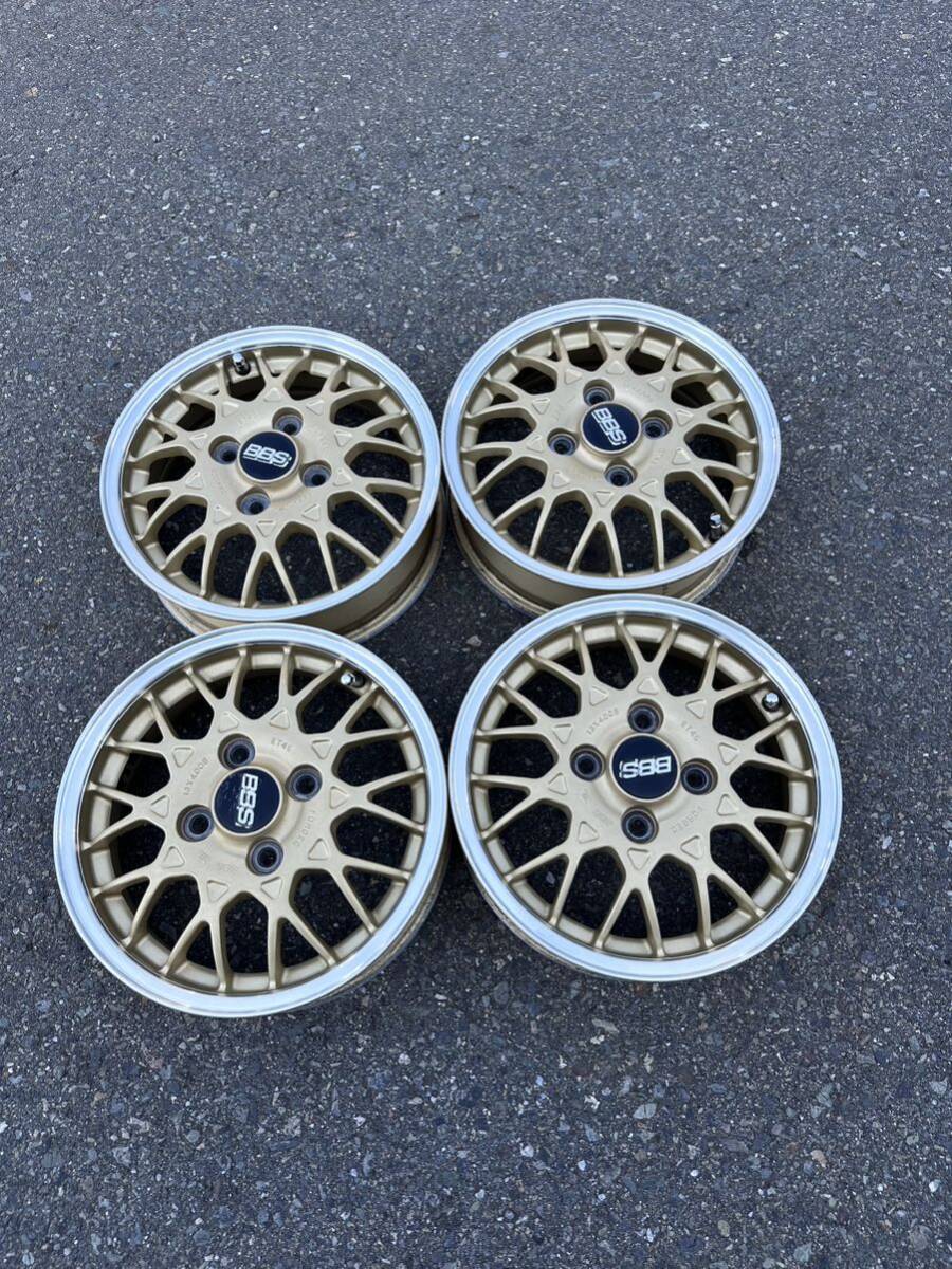 【手渡し限定】スバル純正　BBS FORGED 13インチ　4穴　PCD100 美品 希少 ゴールド BBS 13インチ 中古4本セット 4J +45 4穴4H PCD100