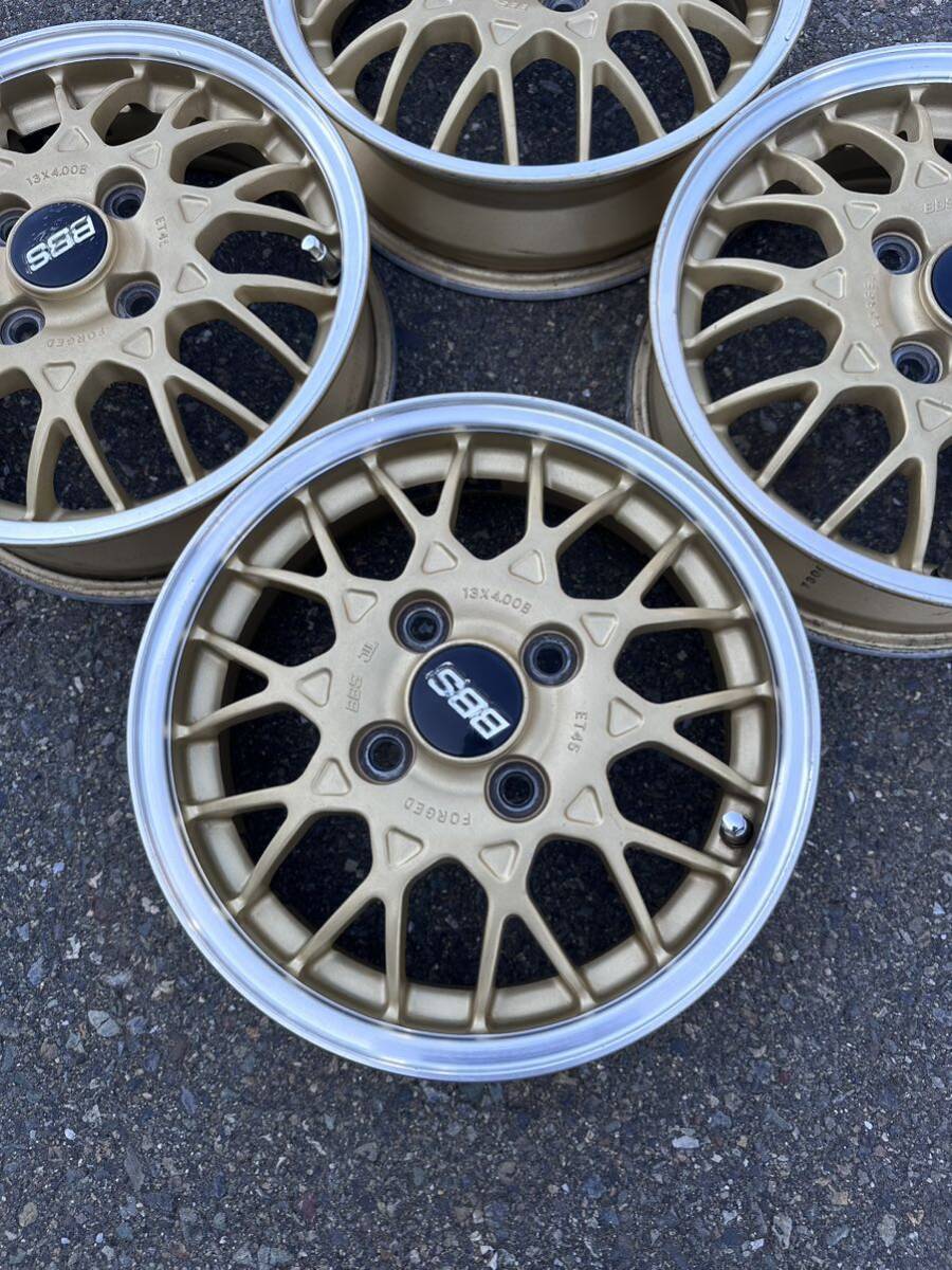 美品 希少 ゴールド BBS 13インチ 中古4本セット 4J +45 4穴4H PCD100