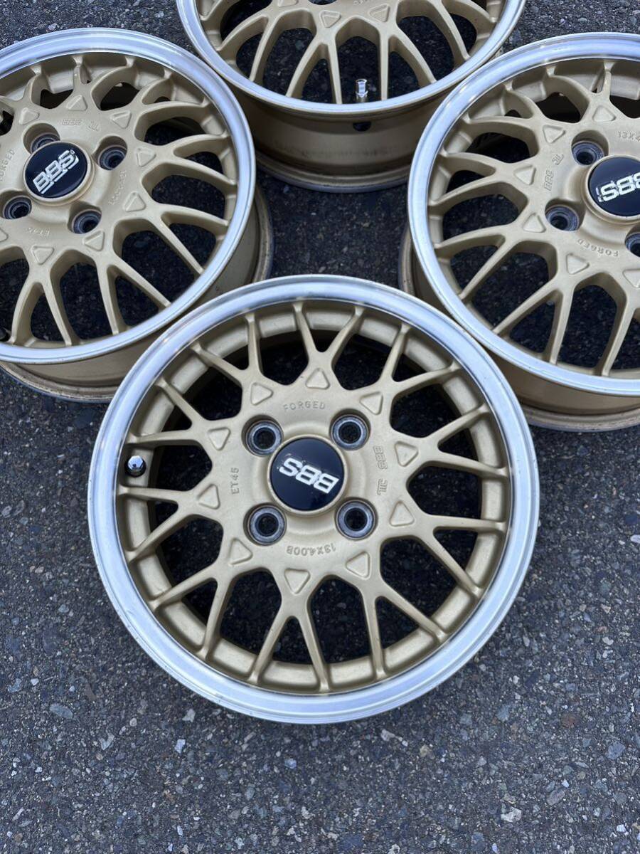 美品 希少 ゴールド BBS 13インチ 中古4本セット 4J +45 4穴4H PCD100