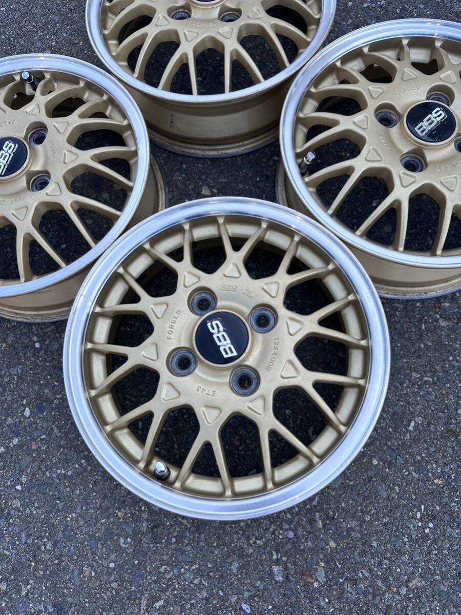 美品 希少 ゴールド BBS 13インチ 中古4本セット 4J +45 4穴4H PCD100