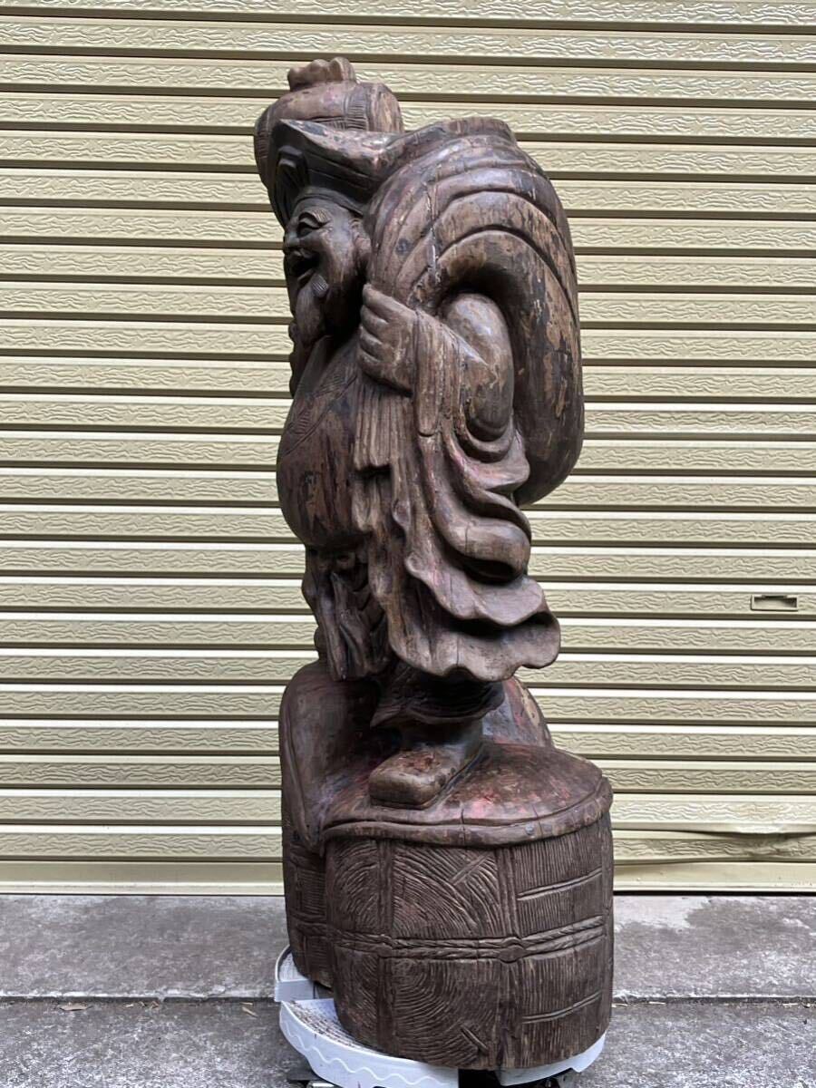 大黒天 七福神 縁起物 仏像 木彫 彫刻 仏教美術 一刀彫 特大 大迫力