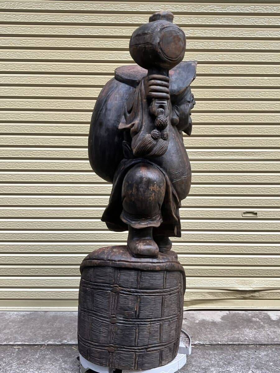 大黒天 七福神 縁起物 仏像 木彫 彫刻 仏教美術 一刀彫 特大 大迫力