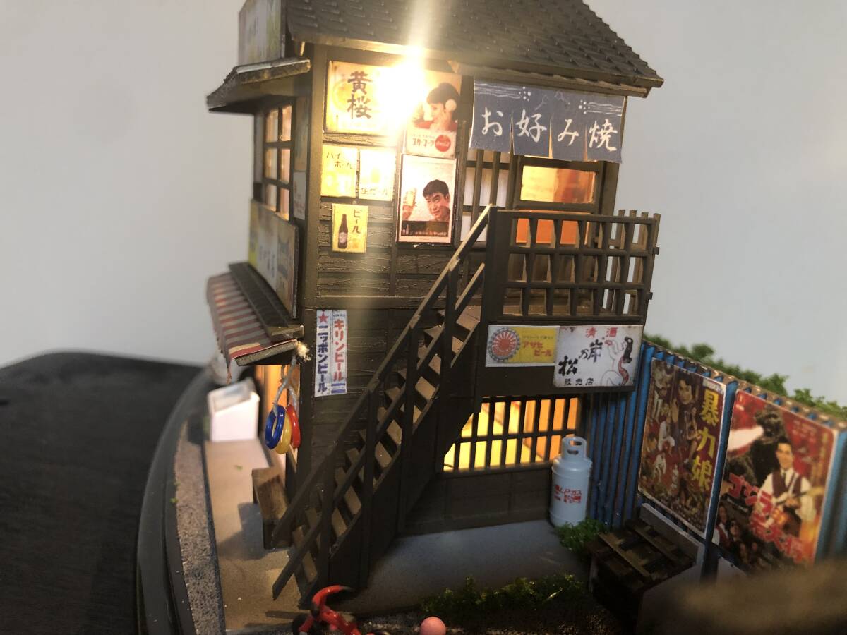 昭和レトロな駄菓子屋 二階お好み焼き屋さん スバル360 LEDライト