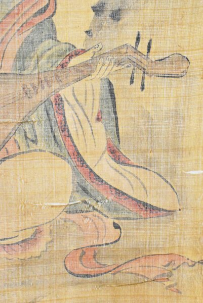 K4228 模写 酒井抱一「弁財天」絹本 合箱 江戸時代の絵師 琳派 美人画