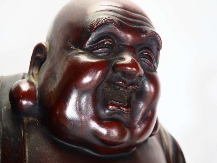 【治】金工家『秀正』作　唐銅製　布袋立像　置物☆高さ 62ｃｍ　重さ約 26ｋg　ブロンズ　大型　特大　銅器　縁起物　NR04_4