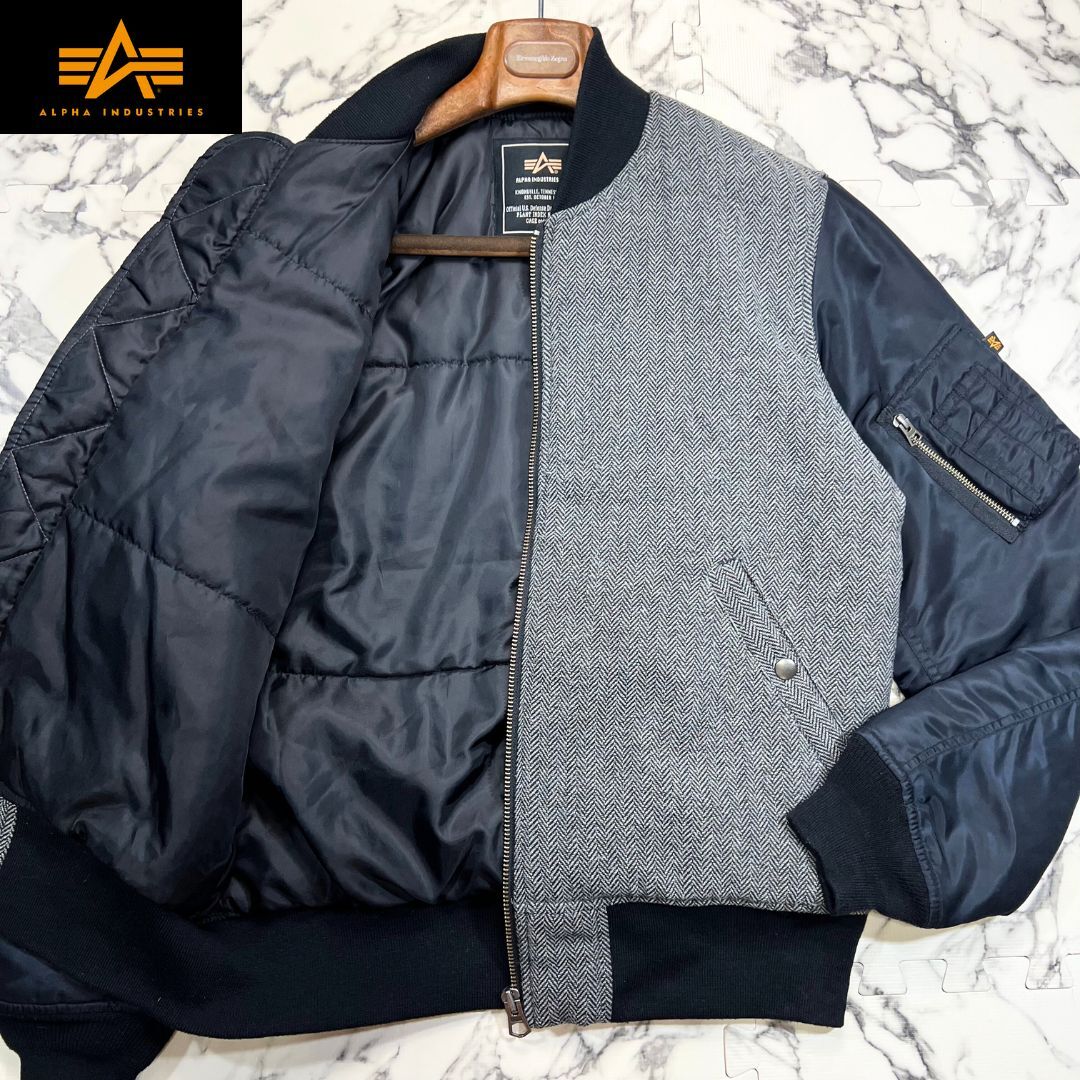 極美品/ヘリンボーン切替 (XL) ○ALPHA INDUSTRIES アルファ