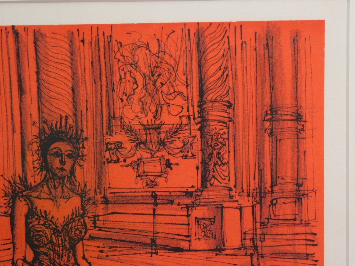 Jean Carzou ジャン・カルズー 赤い基調のの女性 人物画 リトグラフ