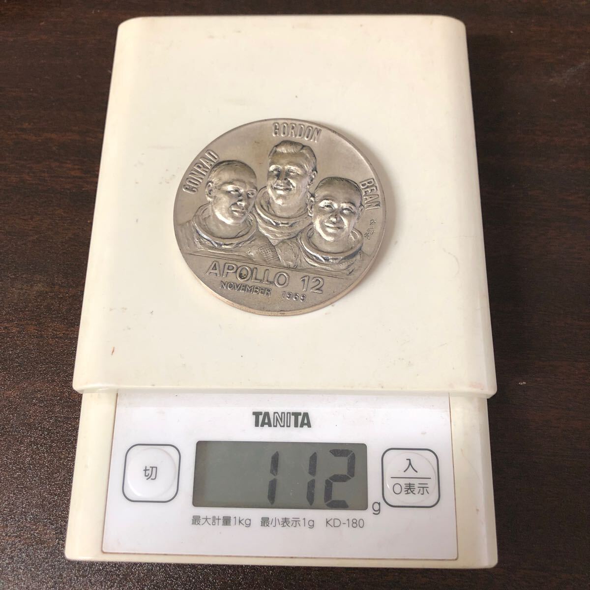 APOLLO XII アポロ12号 月探検記念メダル 純銀製 約112g 現状品 PURE
