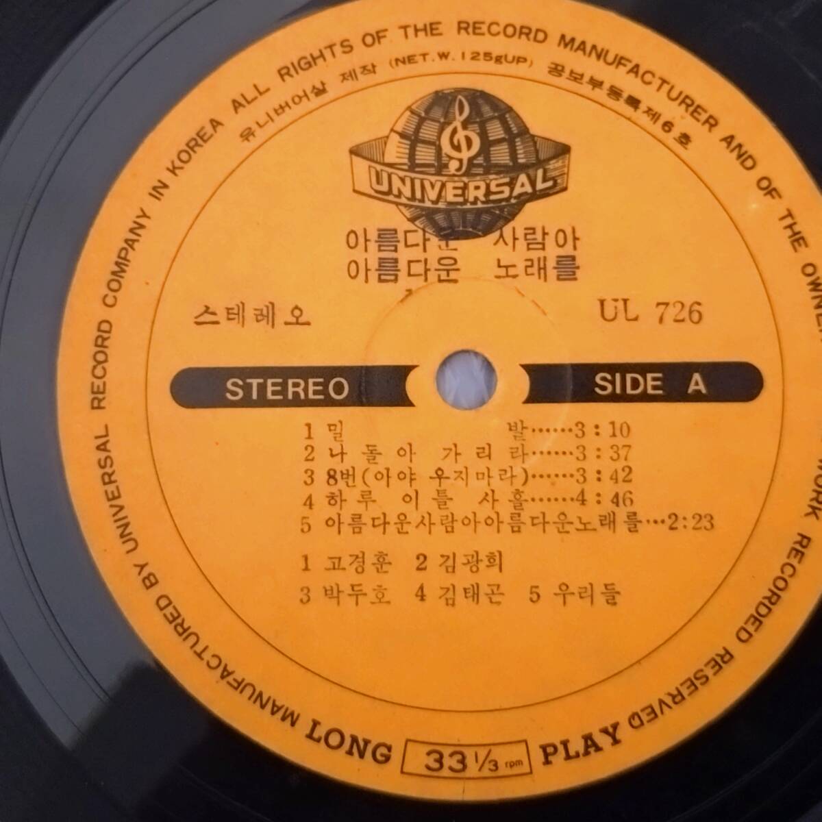 「美しい人よ、美しい歌を」1972年 韓国フォーク パン・ウィギョン、キム・テゴン、コ・ギョンフン、キム・ガニ、ソファンなど ペラジャケ_8