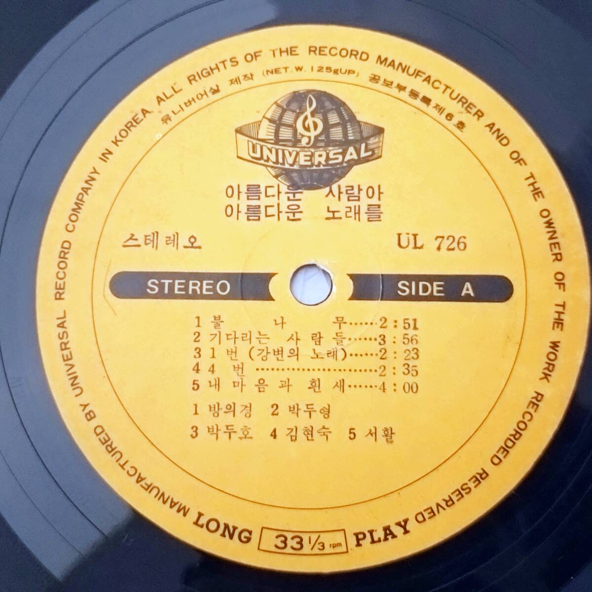 「美しい人よ、美しい歌を」1972年 韓国フォーク パン・ウィギョン、キム・テゴン、コ・ギョンフン、キム・ガニ、ソファンなど ペラジャケ_9