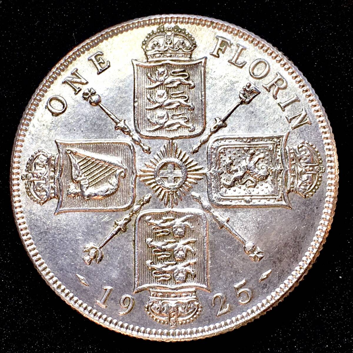 特年★1925年★ 英国フローリン 銀貨 ★ 未使用クラス ★ 希少価値大 是非！説明欄参照　