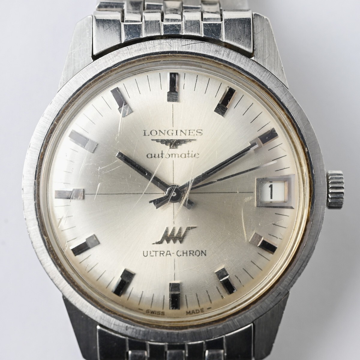 稼働品】LONGINES ULTRA-CHRON 自動巻 デイト SS 腕時計 ロンジン