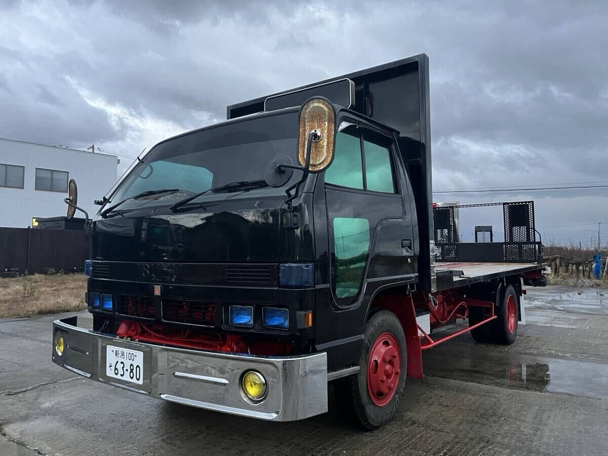 即戦力 いすゞ エルフ 角目4灯 H2 積載車 キャリアカー 車検R7.12 最大積載量2000kg デコトラ レトロ アートトラック セーフティローダー_2