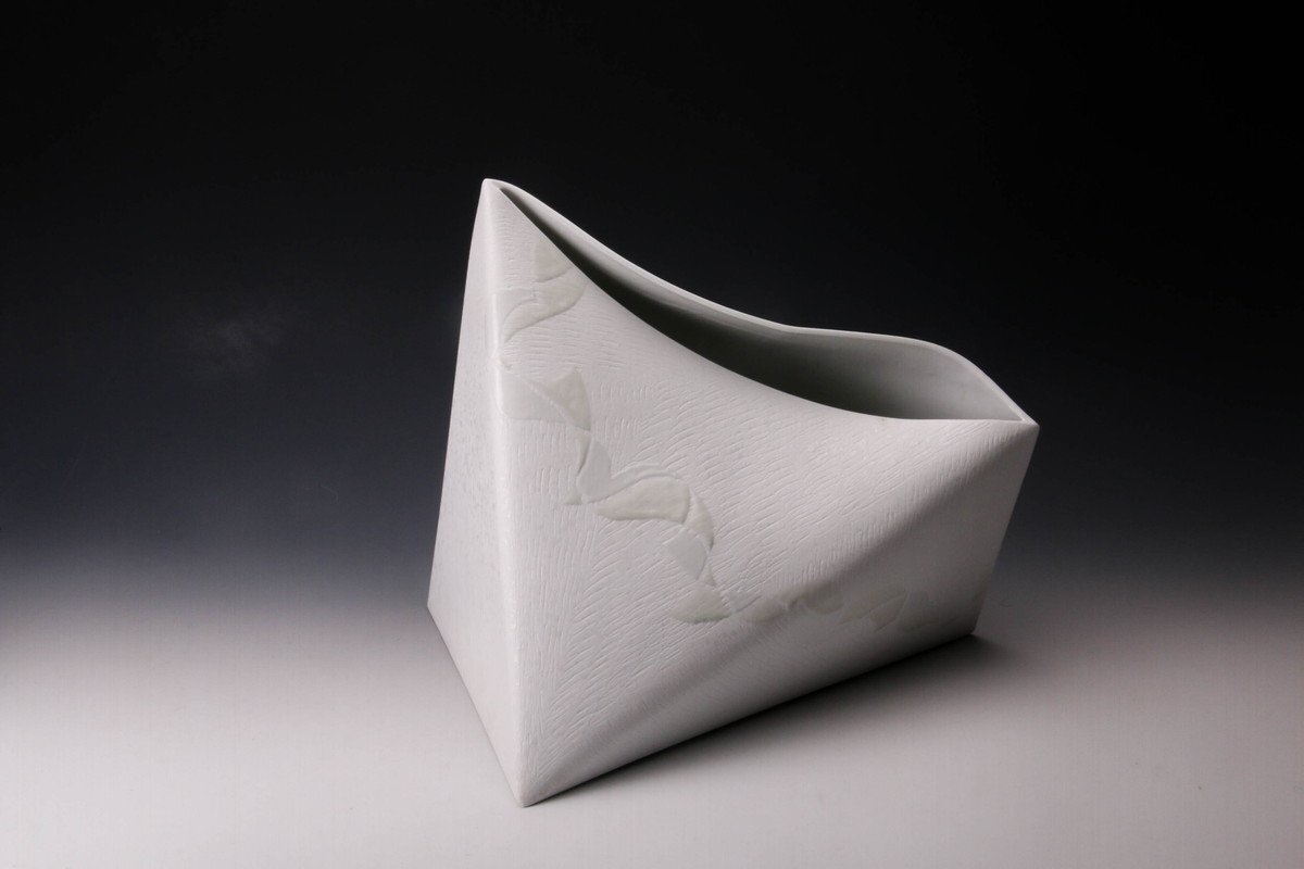 作家 長江重和 陶磁器 白磁 置物 オブジェ 現代アートモダンインテリア