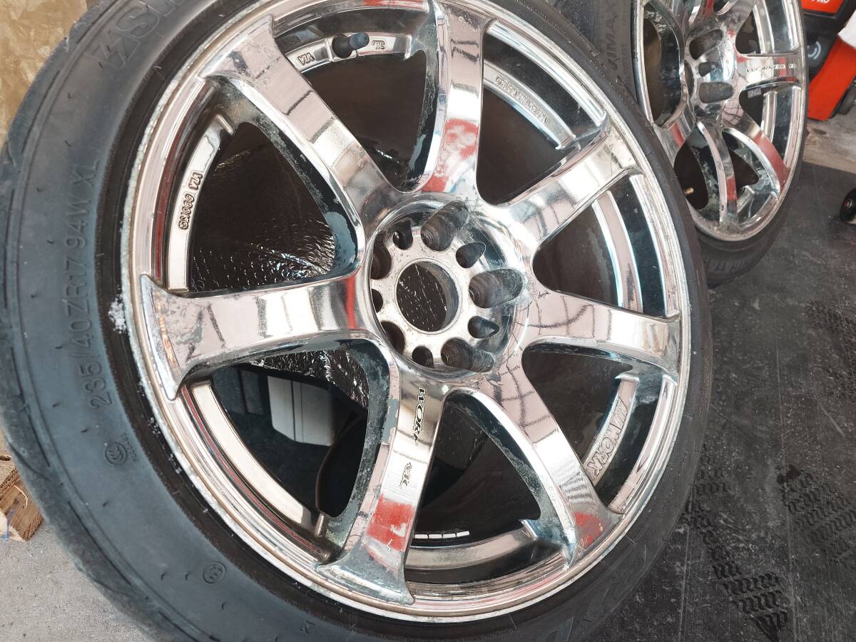 希少 廃盤 WORK ワーク EMOTION XT7 17インチ PCD114.3 9J ＋17 メッキ 2本セット ホイール シルビア　スカイライン　 XT7 廃盤 18インチ 17インチ9j Work 0