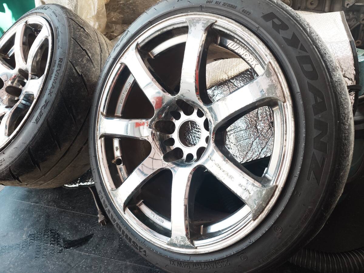 希少 廃盤 WORK ワーク EMOTION XT7 17インチ PCD114.3 9J ＋17 メッキ 2本セット ホイール シルビア　スカイライン　 XT7 廃盤 18インチ 17インチ9j Work 0