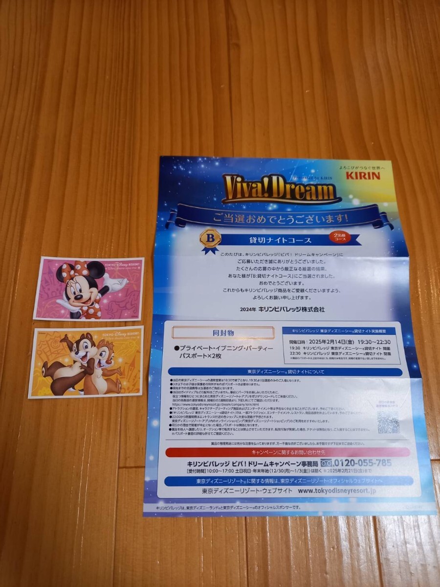 【2025年2月14日】東京ディズニーシー貸切「キリンビバ！ドリーム貸切ナイト」プライベート・イブニング・パーティーチケット2枚②_1