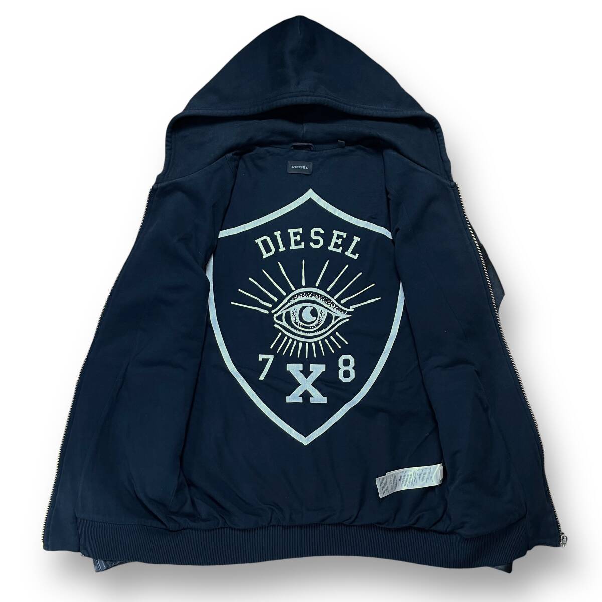 美品◎希少L相当 DIESEL 2271 袖レザー切替 パーカー ブルゾン ロゴ 