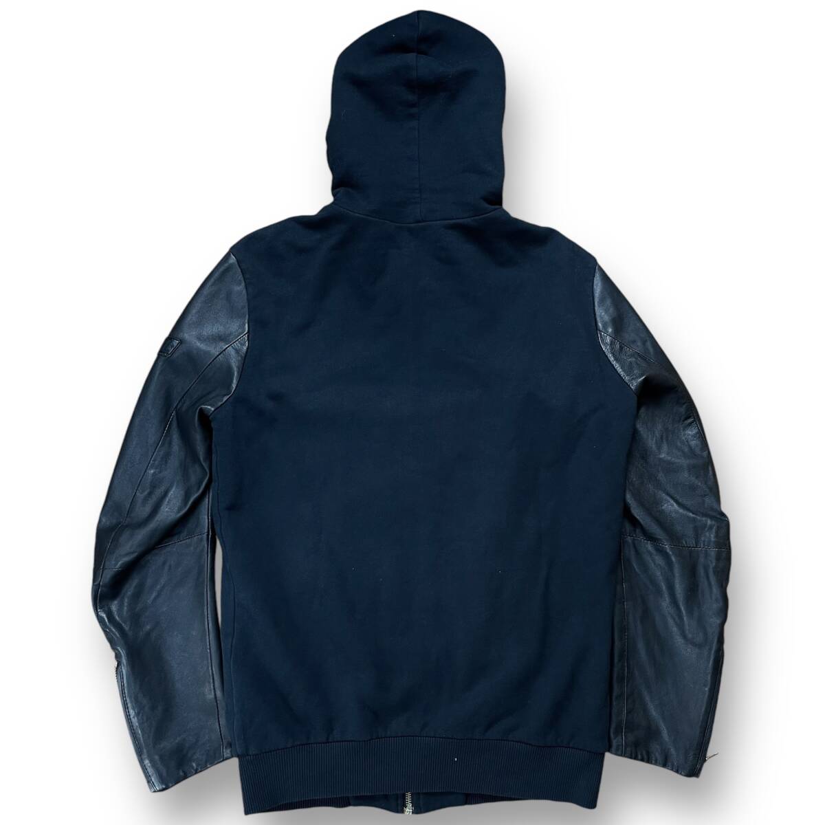 美品◎希少L相当 DIESEL 2271 袖レザー切替 パーカー ブルゾン ロゴ 