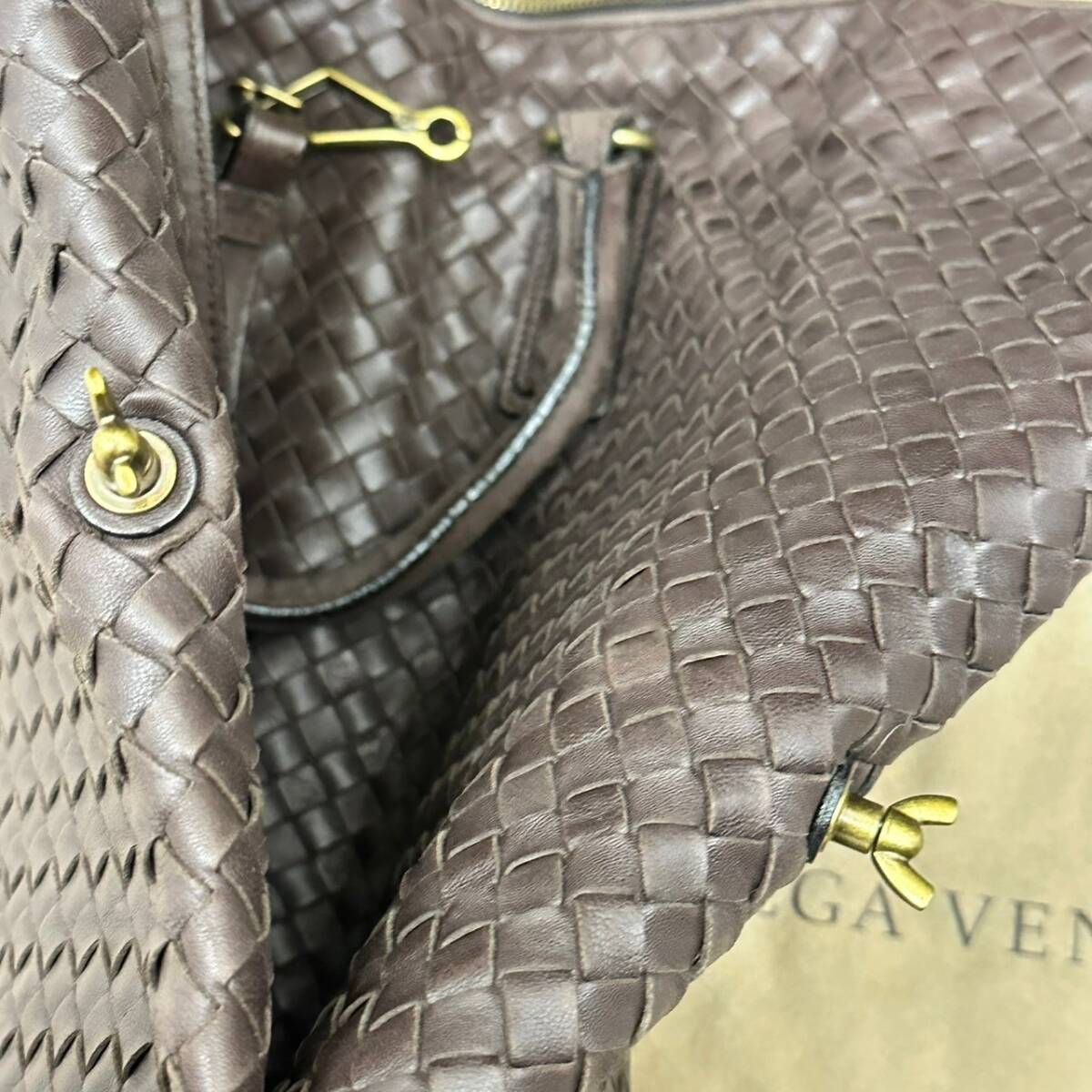 1◎BOTTEGA VENETA ボッテガ イントレチャート ビジネスバッグ 茶 