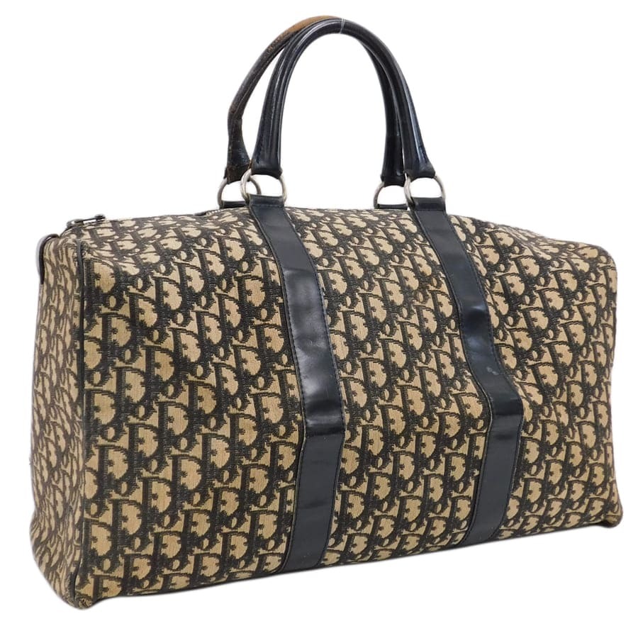 Christian Dior ボストンバッグ ブラック/ベージュ 1円 □ ディオール ボストンバッグ ベージュ×ブラック系 キャンバス