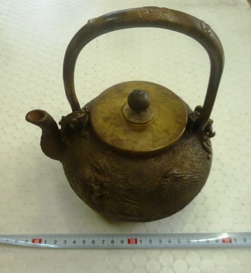 昭和レトロ 日本亀文・亀文堂 造 鉄瓶 水漏れ無 煎茶道具・茶器 木箱無