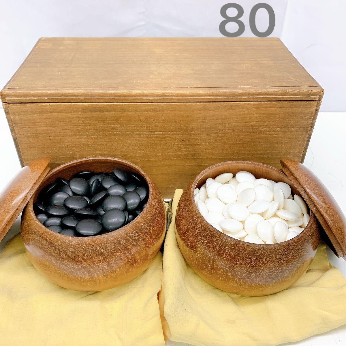 1AB046 囲碁 碁石 鱗屋 天然 本蛤 那智黒 現状品 囲碁 囲碁、将棋