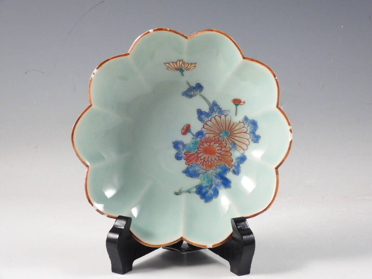 飾皿 輪花 柿右衛門 Yahoo!オークション 色絵 花草文 藍柿右衛門