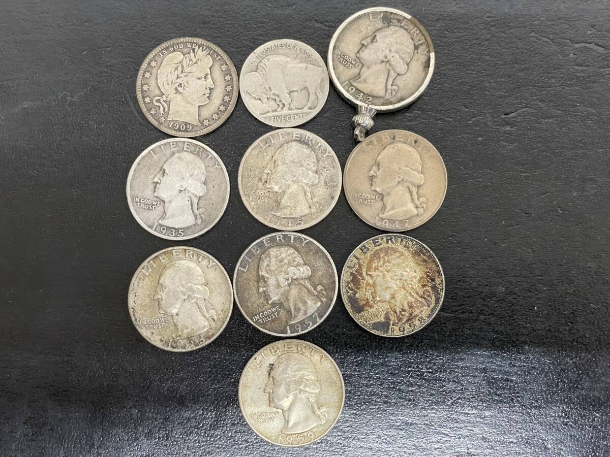 アメリカ、1942～1958年発行の25セント銀貨(銀90％)、5枚 - メルカリ