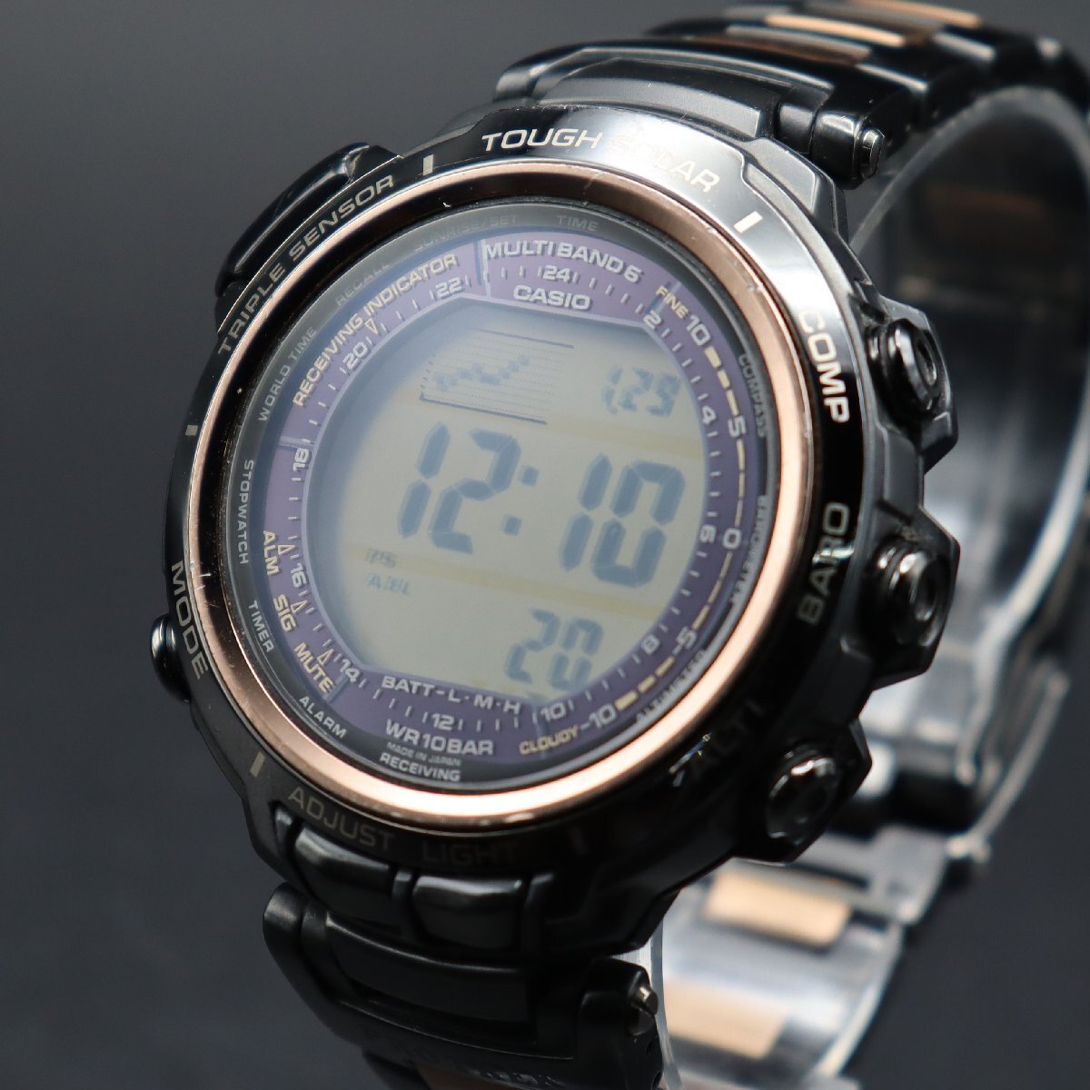 CASIO PROTREK MANASLU カシオ プロトレック マナスル PRX-2000LB 電波ソーラー デジタル 黒 チタン製 登山 多機能 純正ブレス メンズ_1