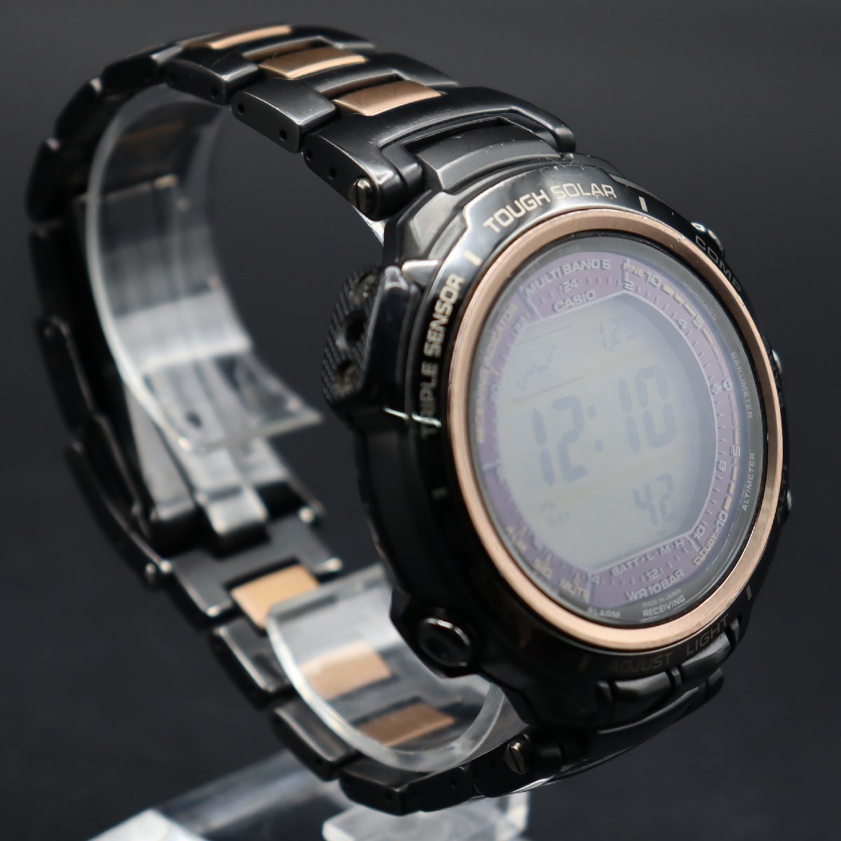 CASIO PROTREK MANASLU カシオ プロトレック マナスル PRX-2000LB 電波ソーラー デジタル 黒 チタン製 登山 多機能 純正ブレス メンズ_4
