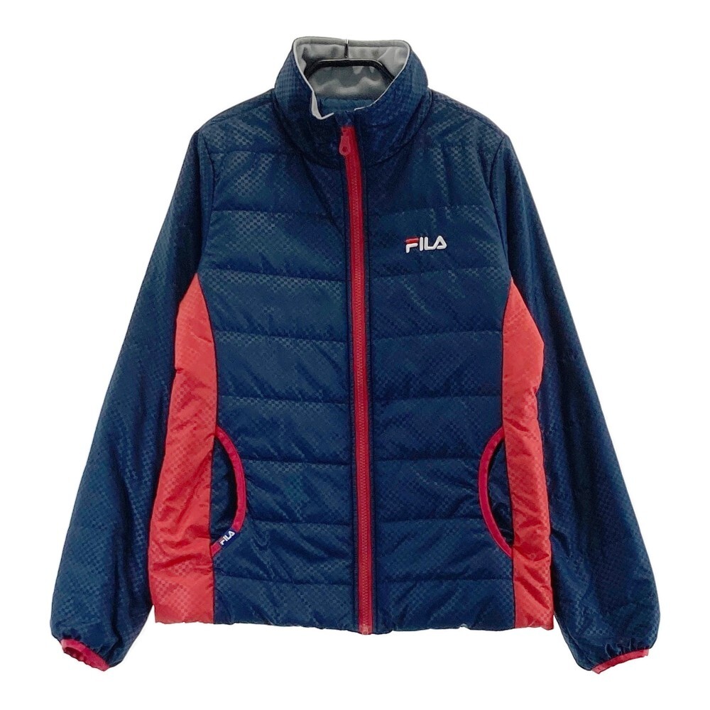 【1円】FILA GOLF フィラゴルフ ; 中綿 ジップジャケット チェック柄 ネイビー系 M [240101333471]_1