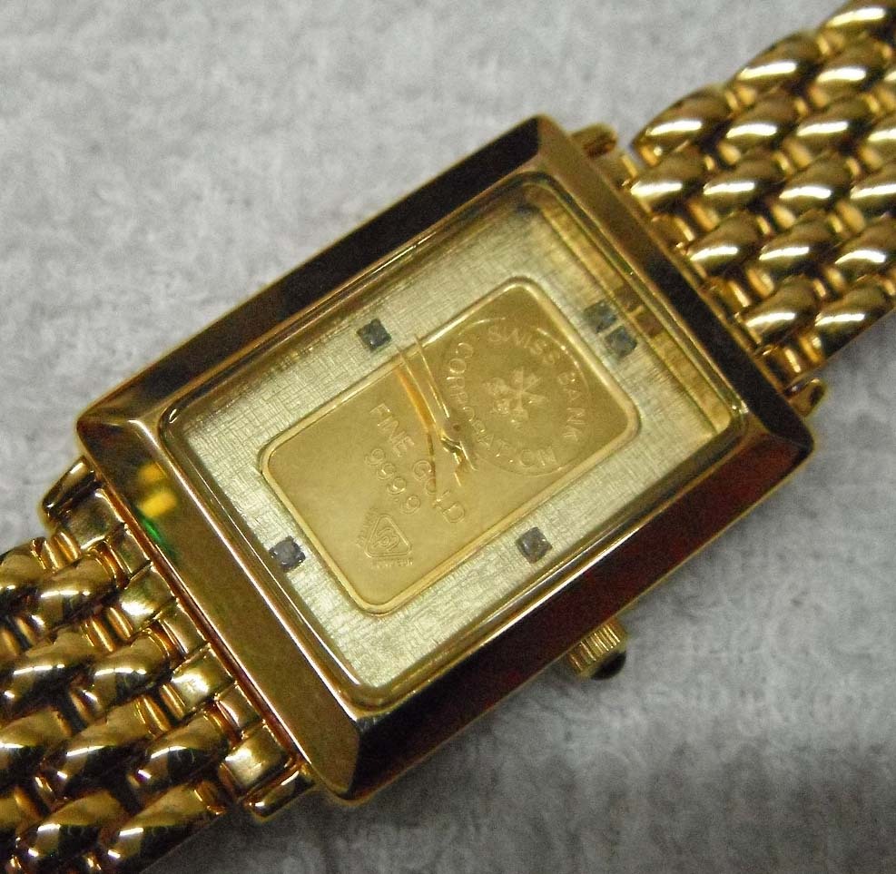 1円～SWISS BANK/FINE GOLD 999.9/1g gold ingot Bar/腕時計 GOLD FINE 