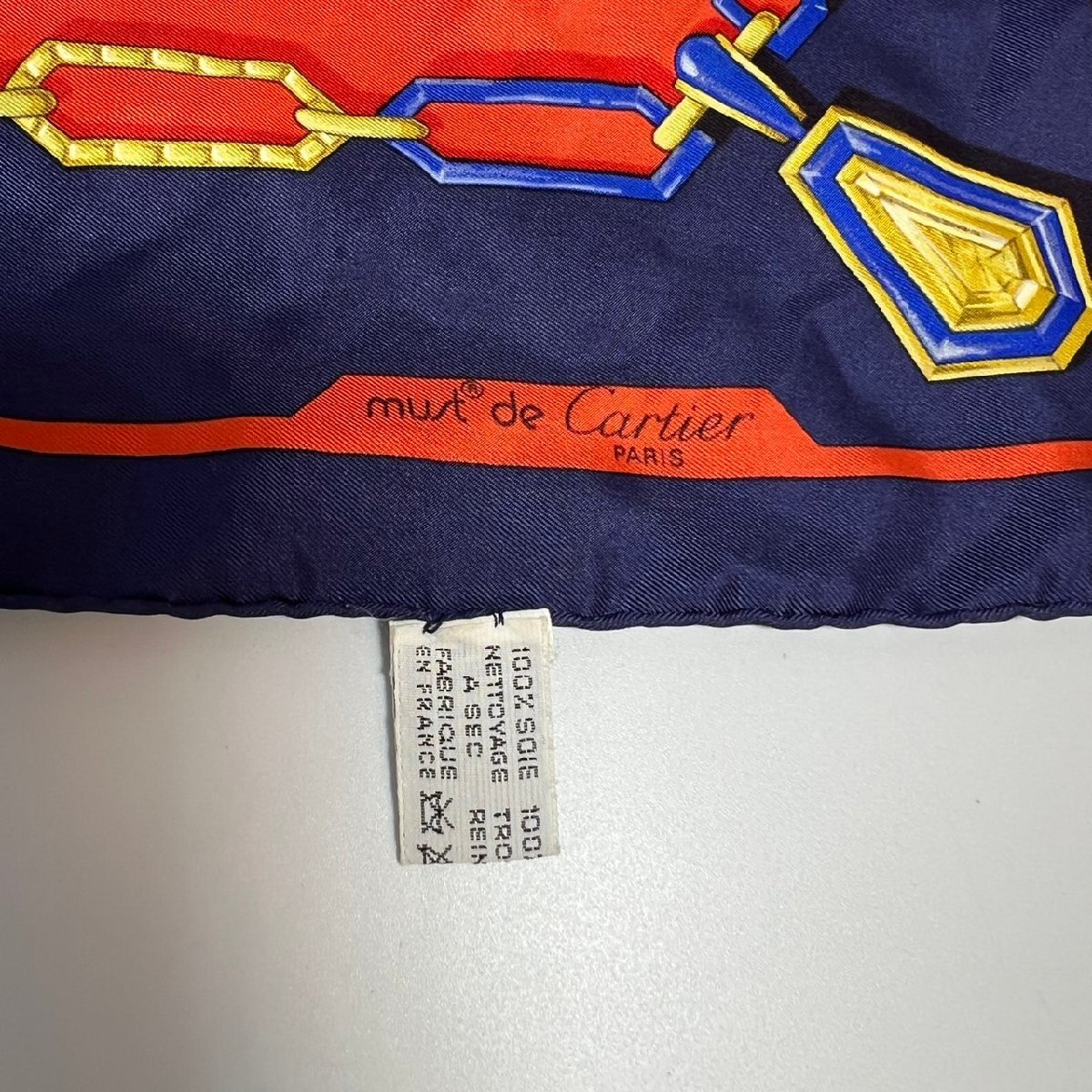 ◇Cartier カルティエ スカーフ チェーン柄 大判シルク AR ai KBB