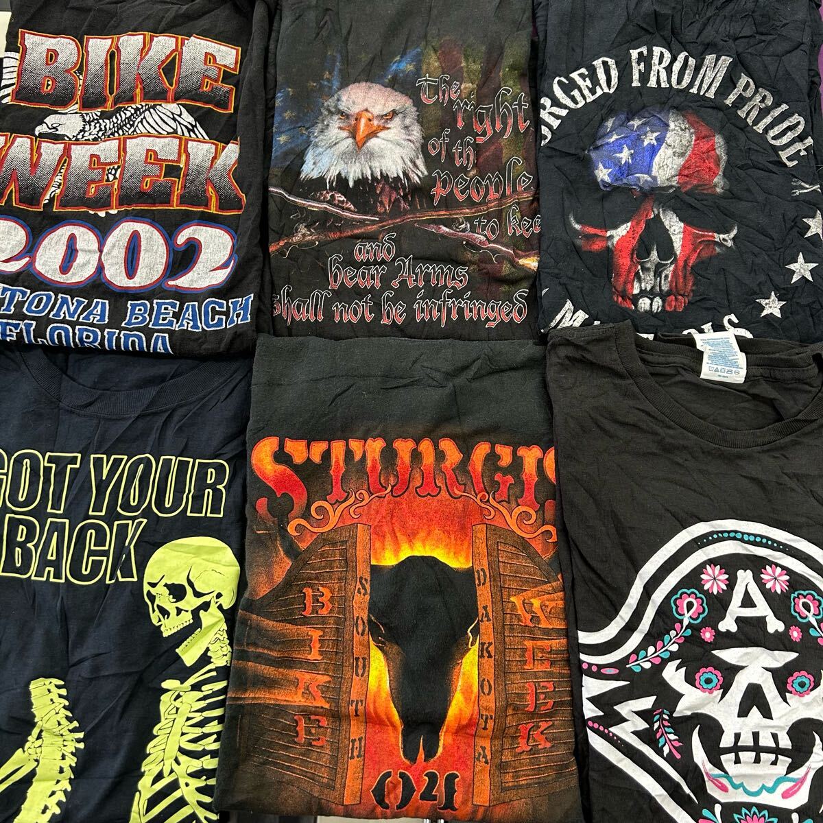USA古着卸 まとめ売り ④ドクロ バイカー ルード系Tシャツ 24枚 ベール 