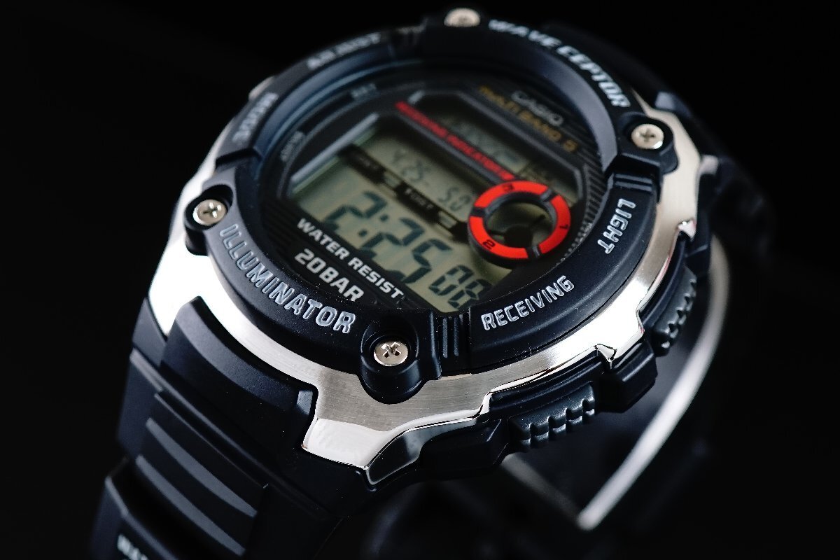1円～1スタ 新品未使用 逆輸入model CASIO カシオ電波時計200m防水【誤差10万年に1秒】BK ブラック 20気圧 超高性能 ハイスペック腕時計_7